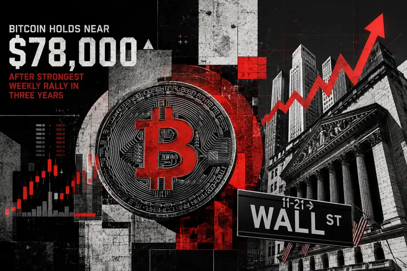 Bitcoin Holds Near $78,000 After Strongest Weekly Rally in Three Years